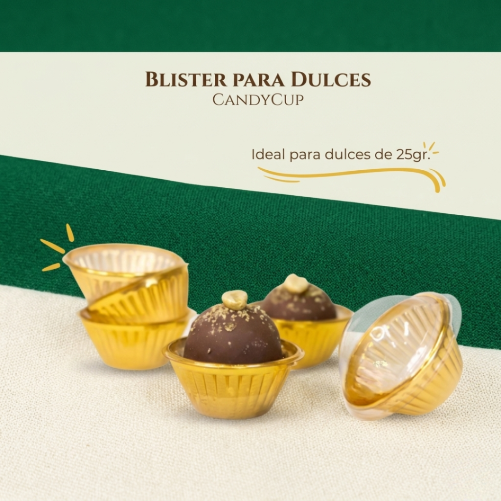Candy Cup – Envase Individual con Tapa Burbuja para Dulces | Pack 25 unidades