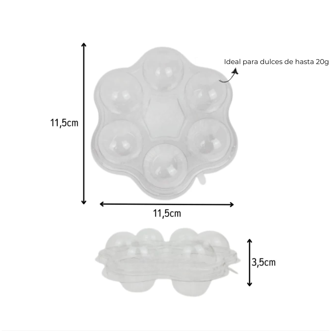 Caja de Acetato con Tapa Burbuja para 6 Dulces – Diseño Guirnalda | Pack 05 unidades - Imagen 4